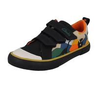 Childrens Clarks Animal Detailed Hook & Loop Canvas Shoes Foxing Play