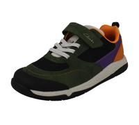 Clarks Childrens Clarks Casual Hook And Loop Fastening Trainers - Steggy Stride K - Green Combination - UK 2 Child - G