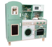 Classic World Wooden Large Vintage Green Floral Kitchen Set for Girls and Boys, Non-Toxic Paint, Pretend/Role Play Cooking, 3 Years+, 15 Pieces, 91 x 34 x 90 cm