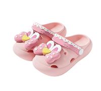 Children's Clogs, Cute Decorated with 3D Rabbit Motif, Lightweight Sandals with Adjustable Heel Strap, Happy Bathing Shoes for Summer and Playground, style_q02 pink, 9/10 UK Child