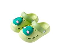 Children's Clogs Playfully Designed with 3D Dino Appliqué - Lightweight Sandals with Adjustable Heel Strap | Non-Slip Bathing Shoes for Beach and Garden, Style_g01 Green, 12 UK