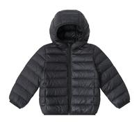 Children's Cotton Clothes Light and Thin Down Jackets for Children Solid Color Down Hooded Jacket for Boys Girls (15-16 Years) Black