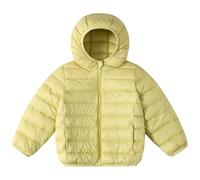 Children's Cotton Clothes Light and Thin Down Jackets for Children Solid Color Down Hooded Jacket for Boys Girls Costs (Light Yellow, 3-4 Years)