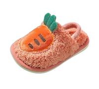 Children's Cotton Slippers Winter Cute Plush Kids Home Warm Non Thick Bottom Winter Floor Slippers Girls Slippers Slipper Socks Big Girls (Pink, 10 Little Child)