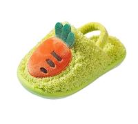 Children's Cotton Slippers Winter Cute Plush Kids Home Warm Non Thick Bottom Winter Floor Slippers Girls Slippers Size 9 Girls Sandals (Green, 6 Infant)