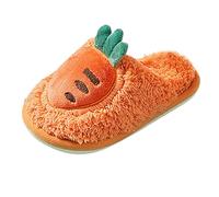 Children's Cotton Slippers Winter Cute Plush Kids Home Warm Non Thick Bottom Winter Floor Slippers Girls Slippers Slipper Socks Big Girls (Orange, 10 Little Child)