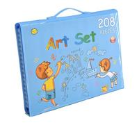 Children's Crayons - 208 Piece Colouring Crayons Set, Portable Artistic Case with Crayon for Crafts and Drawing, Double-Sided Folding Easel, Oil Pastels, Pastel,