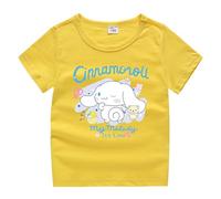 Children's Cute Puppy Printing Short-Sleeved T-Shirt, Boys and Girls New Summer Cotton Short-Sleeved Kawaii Dog,Yellow,140cm