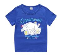 Children's Cute Puppy Printing Short-Sleeved T-Shirt, Boys and Girls New Summer Cotton Short-Sleeved Kawaii Dog,Blue,140cm