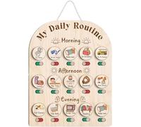 Children's Daily Routine Chart - Children's Visual Planner, Schedule | Wooden Routines Planner Board, Visual Routine Cards, Educational Planner for Children, Morning Before Bedtime Routine