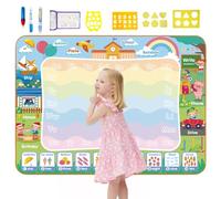 Children's Day Magic Water Canvas Water Doodle Mat 80 * 100cm Rainbow Aqua Doodle Mat with Water Art Pens Best Birthday Gift Early Education Toy No Mess Colouring for Toddlers Drawing Writing Blanket
