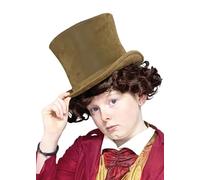 Childrens Deluxe Willy Wonka Style Boys Brown Top Hat