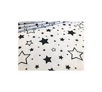 Children's Designer Extra Large Piece of 100% Cotton Fabric Material for Sewing Black Stars 3m x 1.6m - Great Value