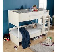 Childrens Detachable Bunk Beds 3ft Single MDF Wooden Bed Sleeper Home Source Off White Single