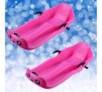Children's Double Sledge, Winter Sledge, Sledge with Backrest, Double Armrest Brake Sledge, Sledge with Pull Rope