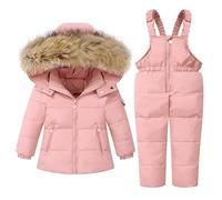 Children's Down Set for Boys and Girls Infants 1 6 Years Old Baby Ski Suit Easter Outfit 4t Girl (Pink, 18-24 Months)