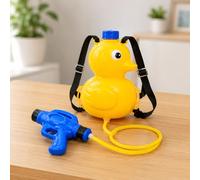 Children's Duck Shaped Water Gun Backpack Toy with Pump Pipe, Yellow Water Blaster for Kids, Manual Pump Action Water Spray Gun, Outdoor Summer Garden Beach Pool Water Play Toy for Boys & Girls