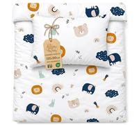 Children's Duvet Cover 90 x 120 cm Cotton Reversible Baby Bedding Zip | Pillowcase for boy and girl toddler nursery certified Oeko-Tex soft cotton reversible set Rainbow motif