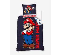Children's duvet cover and pillowcase set Super Mario navy blue
