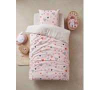 Children's Duvet Cover + Pillowcase Set, Happy Hearts Theme, Basics light pink/print