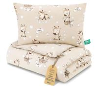 Children's Duvet without cover cotton Set baby pillow blanket | 100x135 cm for cot toddler bed crib filling light breathable warm all year Oeko Tex soft nursery Giraffes