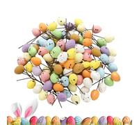 Children's Easter Eggs - 100 Pieces of Fillers for Baskets with Spots - Bird Eggs with Stems - for Wreath, Garland, Home, Dining Room, Office, Party and Celebrations