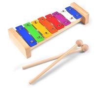 Children's educational xylophone,8-Note Glockenspiel,Multi-Colored Xylophone for Kids,With Two Mallets - Wooden Frame - Baby Instruments - 8 Note Xylophone with Beaters