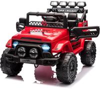 Children's Electric Car 12 V with Remote Control - Small Offroad Speedster with Light, Music, USB, Bluetooth, Doors for Opening, Suspension & Seat Belt - Fun Mobile for Little Adventurers