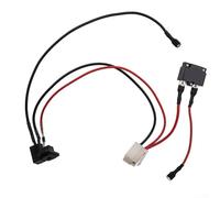 Children's Electric Car Charger Socket with 3-Pin Round Charging Port and Harness, 17A Fuse Protection, Compatible with 6V/12V/24V Ride-On Toys, Black(B)