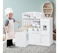 Childrens Electronic Cooking Kitchen Toy w/ Microwave, Fridge, & Cabinets, White