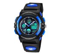 Children's Electronic Sports Watch for Ages 6-12, 50M Water Resistant, LED Night Light Blue