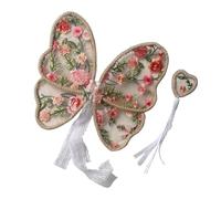 Children's Embroidered Lace Wing for Photography Props Adjustable Strap Butterfly Wing with Wand Soft Comfortable
