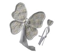 Children's Embroidered Lace Wing for Photography Props Adjustable Strap Butterfly Wing with Wand Soft Comfortable Kids Photography Props