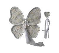 Children's Embroidered Lace Wing for Photography Props Adjustable Strap Butterfly Wing with Wand Soft Comfortable Soft Comfortable Lace