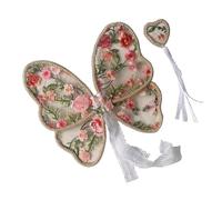 Children's Embroidered Lace Wing for Photography Props Adjustable Strap Butterfly Wing with Wand Soft Comfortable Kids Photography Props