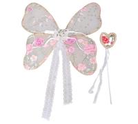 Children's Embroidered Lace Wing for Photography Props Adjustable Strap Butterfly Wing with Wand Soft Comfortable Newborn Photography Set