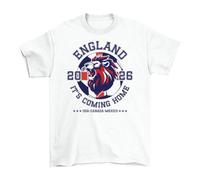 Children's England Lion Tee - Large - White Cotton Short Sleeve Football Fan Top with Iconic Lion Crest Print - Boys Girls Gift