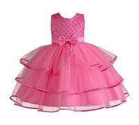 Children's Evening Dress Princess Costumes for Girls Tutu Tulle Princess Birthday Party Bowknot Wedding Bridesmaid Toddler Formal Dress Elegant Ball Gown Age 2-7 Years Hot Pink