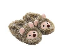 Children's Fall and Winter Cartoon Hedgehog Cotton Slippers Fuzzy House Slippers for Kids (Khaki, 6.5 Toddler)