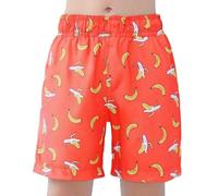 Children's Floral Vacation Shorts - Exotic Tropical Print, Soft Viscose Blend, Relaxed Fit, Great for Beach Parties or Sightseeing, 2-10 Years#g Orange