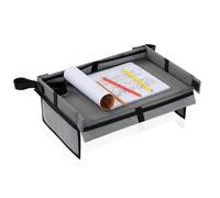 Children's Folding Travel Table with Drawing Function - Car Lap Tray with Drawing Board, Pens & Sticker Fun for Airplane, Car & Home (Grey)