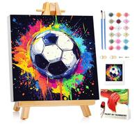 Children's Football Painting by Numbers with Frame, Painting by Numbers Children from 5 6 7 8 9 10 Years, Painting Set with Frame, Brush and Acrylic Paints, Gift for Girls and Boys, with Glitter 20 x