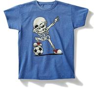 Children's Football T-Shirt: Dab Skeleton Glow in the Dark - Dab Teenager Dance - Glow in The Dark - Shirt for Boys & Girls Birthday Gift for Children - Football Player Accessories, Heather Royal, 152