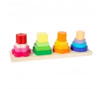 Children's Four Column Stacking Tower Trains Children's Finger Flexibility Shape Classification Ability And Intellectual (Beige, 26.4cm)