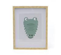 Childrens Framed Animal Pictures | Cute Safari Animal Kids Wall Art Picture Frame | Framed Baby Jungle Animal Prints Childrens Bedroom Nursery Decor - Crocodile
