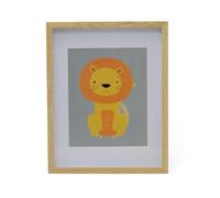 Childrens Framed Animal Pictures | Cute Safari Animal Kids Wall Art Picture Frame | Framed Baby Jungle Animal Prints Childrens Bedroom Nursery Decor - Lion
