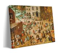 Children's Games by Pieter Bruegel The Elder, 1560 Northern Renaissance Wall Art Print Featuring Medieval Village Children Playing Various Games Frame 08x12inch(20x30cm)