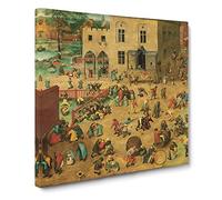 Children's Games by Pieter bruegel the elder Canvas Print | Gallery Wrapped 30mm Frame Wall Art | 20x20 inches | Ready to Hang | Classic People Picture | Living Room Bedroom Lounge Office