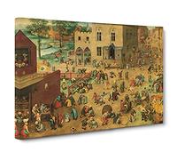 Children's Games By Pieter Bruegel The Elder Canvas Print | Gallery Wrapped 30mm Frame Wall Art | 30x20 inches | Ready to Hang | Classic People Picture | Living Room Bedroom Lounge Office