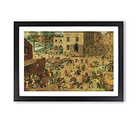 Children's Games by Pieter Bruegel The Elder Framed Print | A2 Black Framed Wall Art | Ready to Hang | Modern Nature Picture | Living Room Bedroom Lounge Office